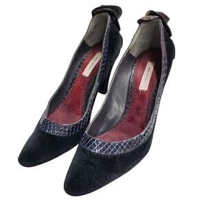 Y2k Marc Jacobs Pumps Pin-Up Black Velvet Python & Ostrich Leather - IT 36 (6)